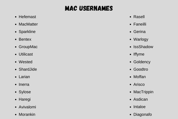 Mac Usernames