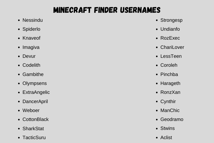 Minecraft Finder Usernames