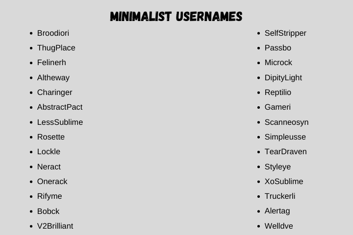 Minimalist Usernames
