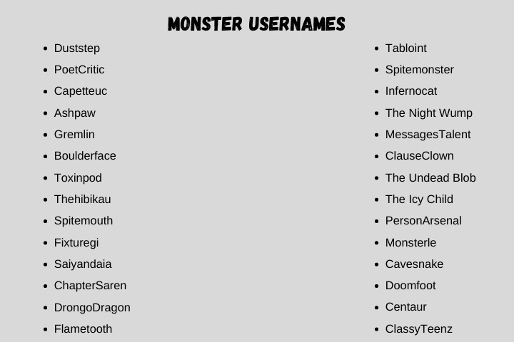 Monster Usernames