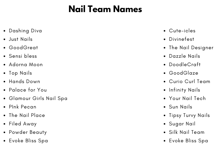 Nail Team Names