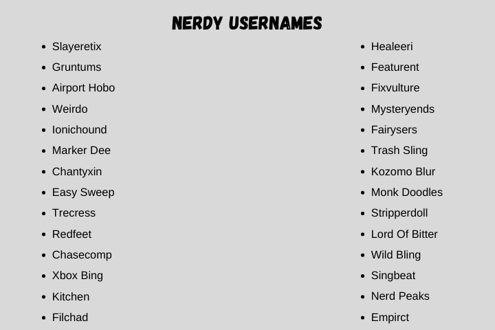 Nerdy Usernames
