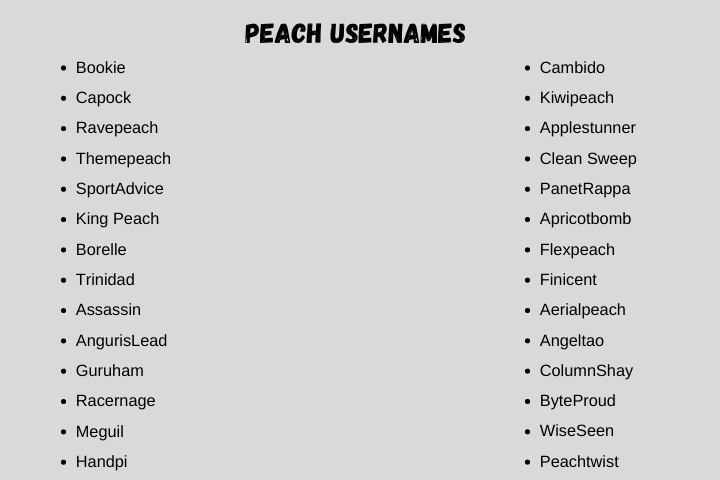 Peach Usernames
