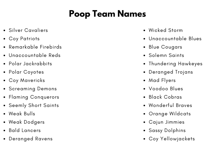 Poop Team Names