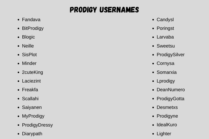 Prodigy Usernames