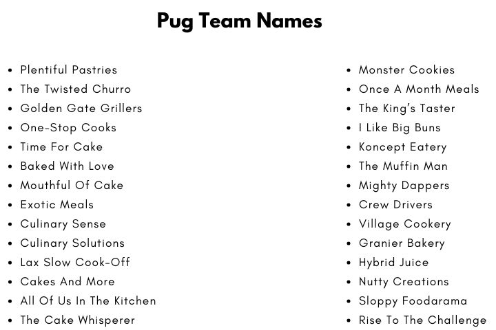 Pug Team Names