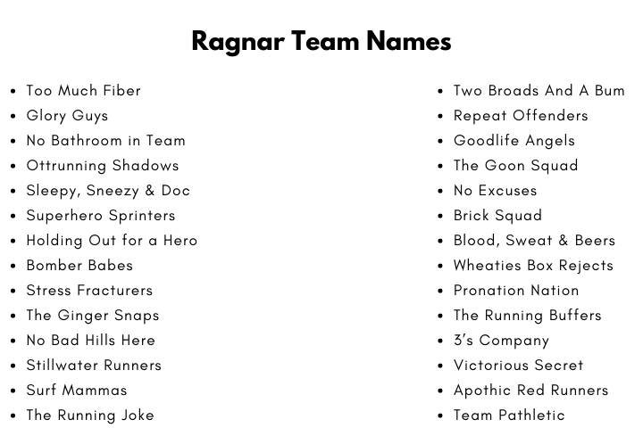 Ragnar Team Names