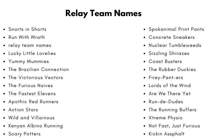 Relay Team Names