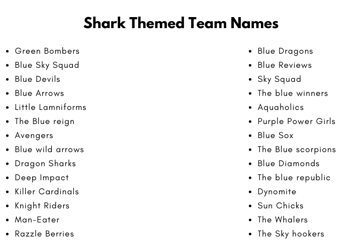 Shark Themed Team Names
