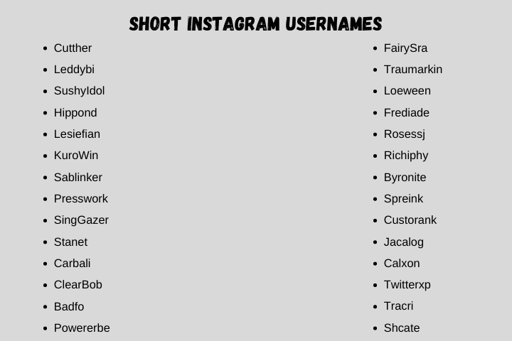 Short Instagram Usernames