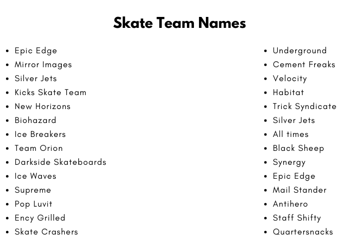Skate Team Names