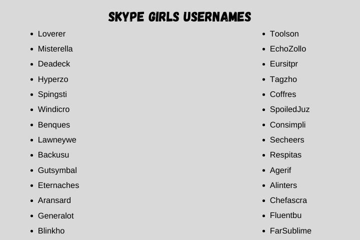 Skype Girls Usernames