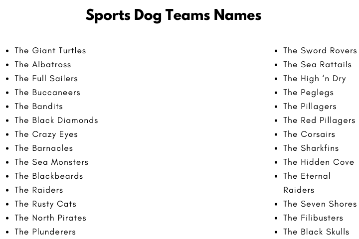 Sports Dog Team Names
