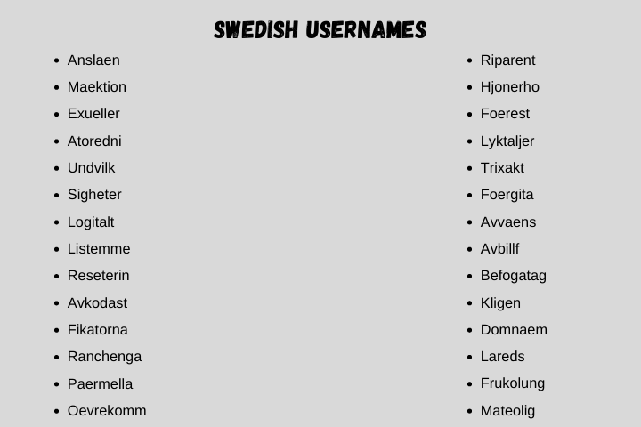 Swedish Usernames