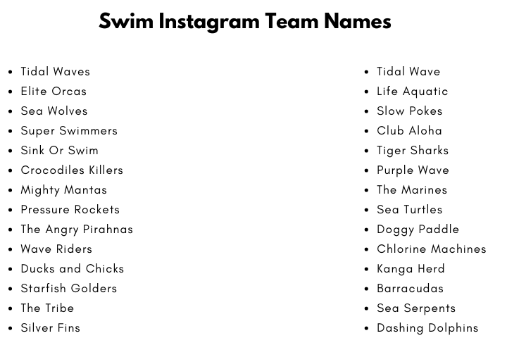Swim Instagram Team Names