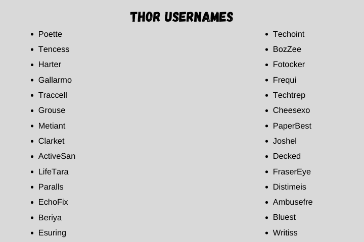 Thor Usernames