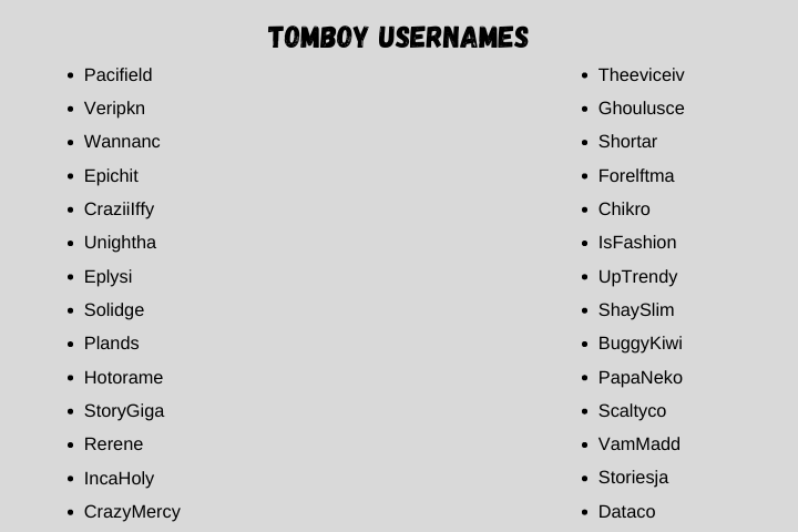 Tomboy Usernames