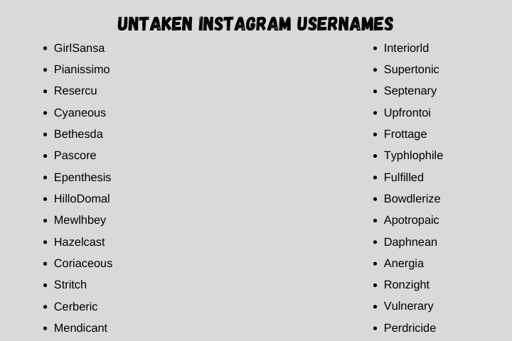 Untaken Instagram Usernames
