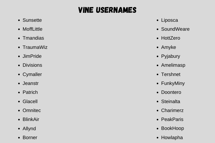 Vine Usernames