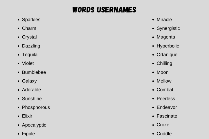 Words Usernames