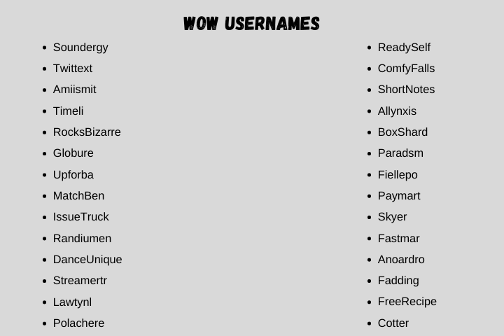 Wow Usernames