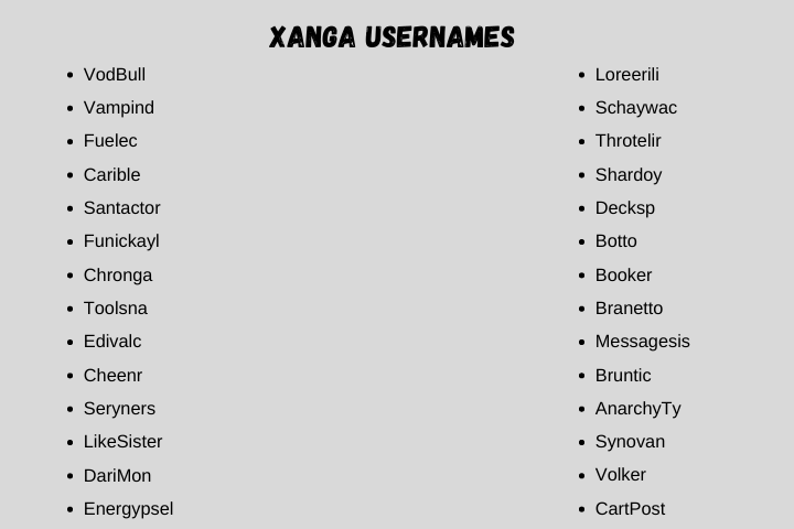 Xanga Usernames