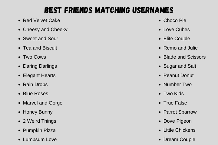 best friends matching usernames