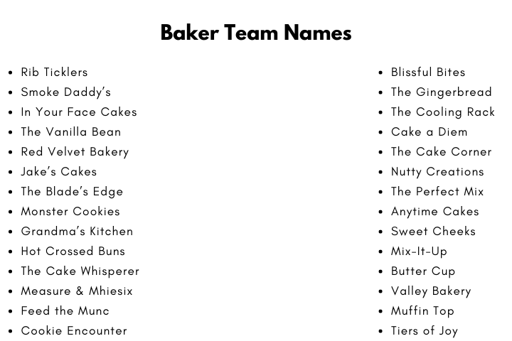 Baker Team Names