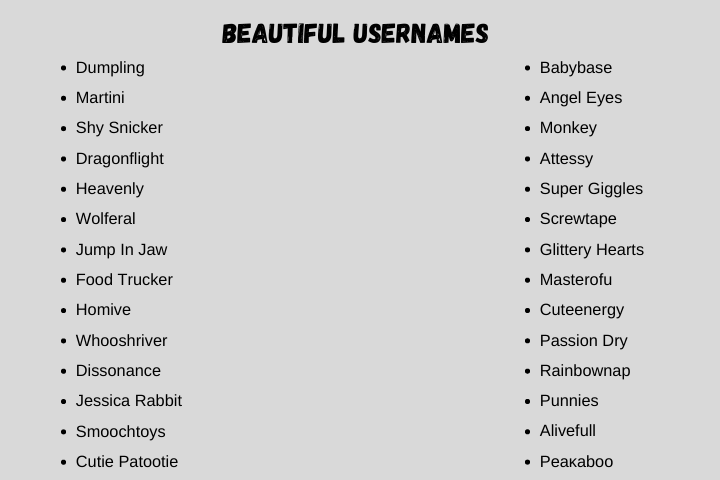 Beautiful Usernames