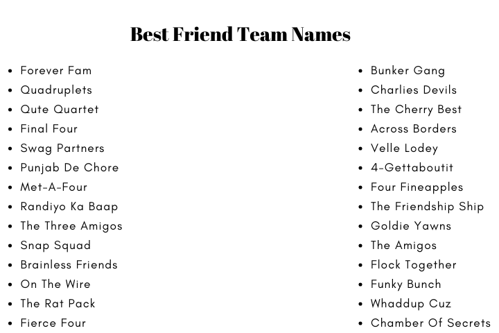 Best Friend Team Names