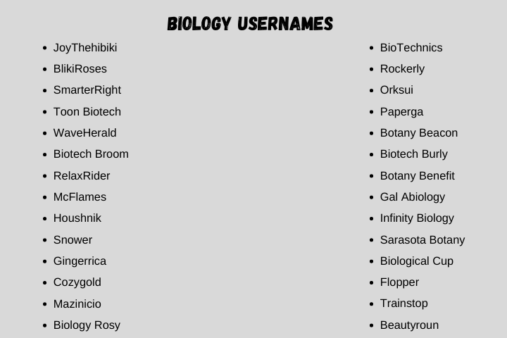 Biology Usernames