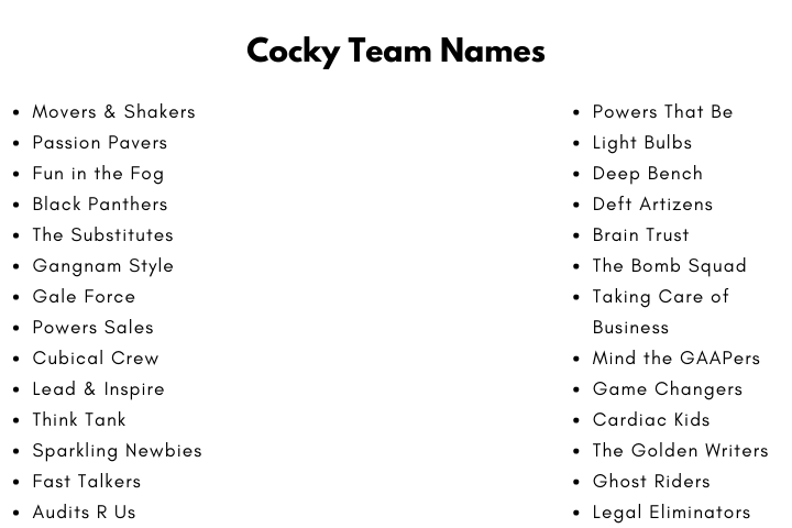 Cocky Team Names