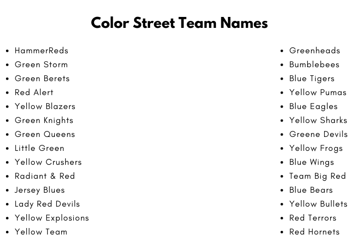 Color Street Team Names