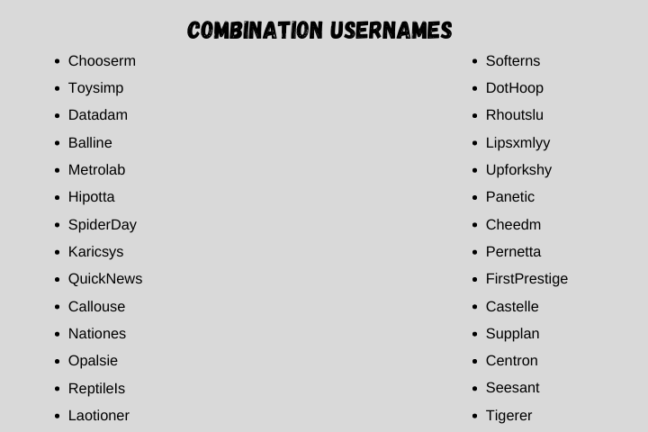 Combination Usernames