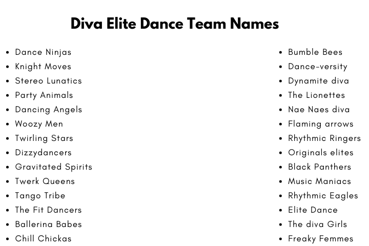 Diva Elite Dance Team Names