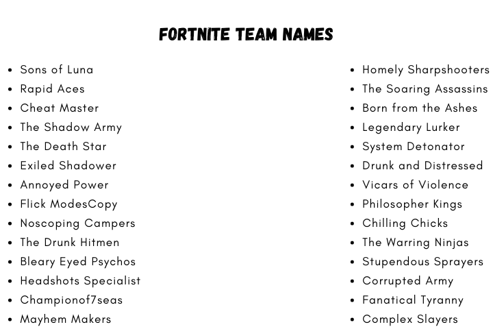 Fortnite Team Names