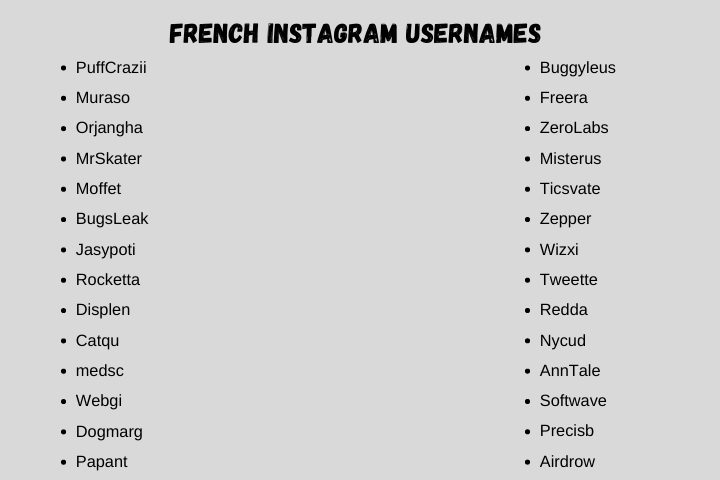 French Instagram Usernames