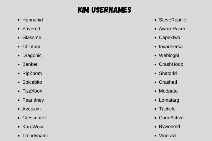 Kim Usernames