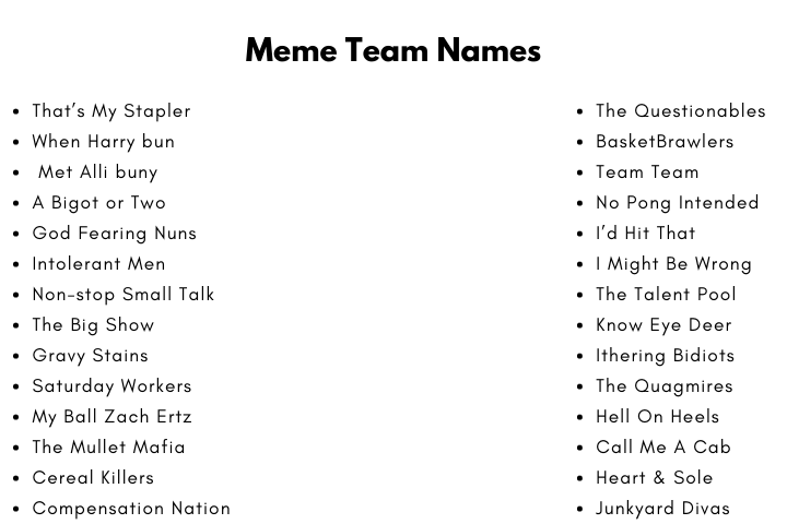 Meme Team Names