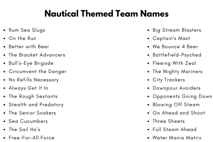 Nautical Themed Team Names