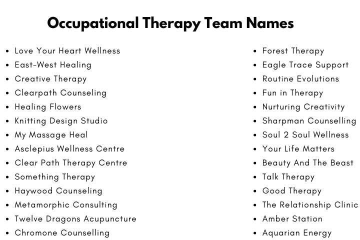 Occupational Therapy Team Names