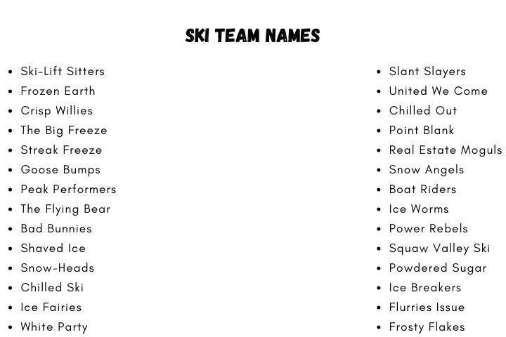 Ski Team Names