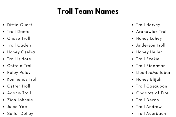 Troll Team Names