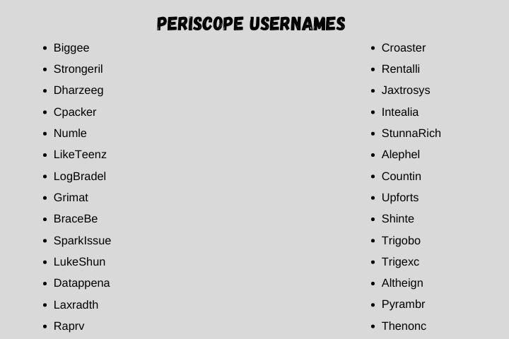 periscope Usernames