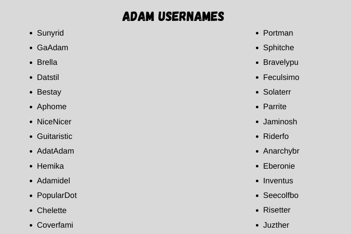 Adam Usernames