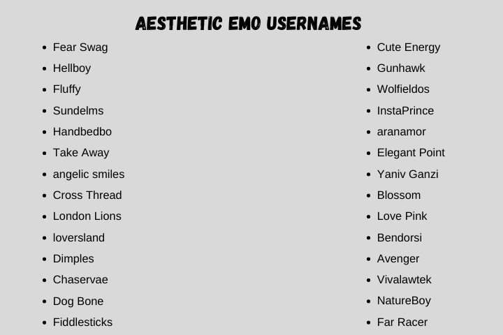 Aesthetic Emo Usernames