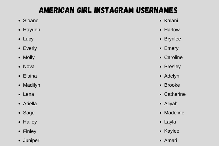 American Girl Instagram Usernames