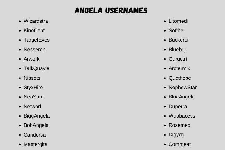 Angela Usernames