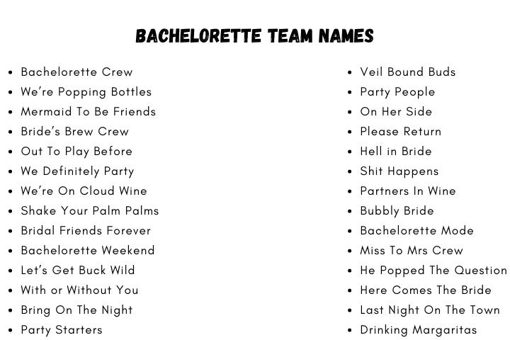 Bachelorette Team Names