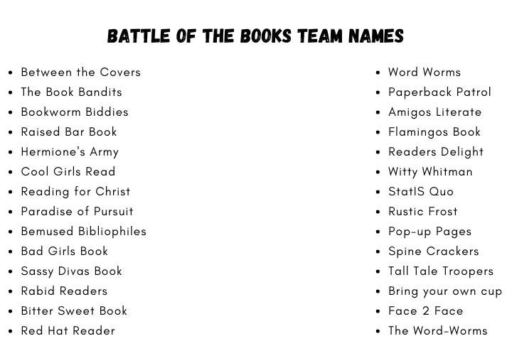 Battle of the Books Team Names